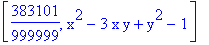 [383101/999999, x^2-3*x*y+y^2-1]